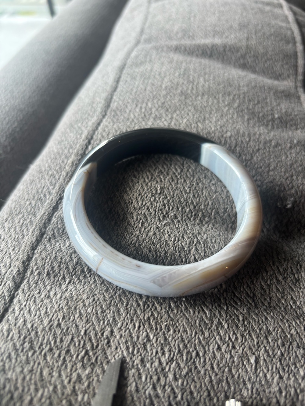 Gray Agate Stone Bangle Bracelet
